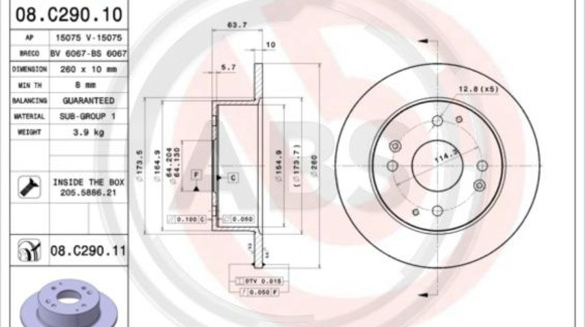 Disc frana puntea spate (08C29011 ABS) HONDA