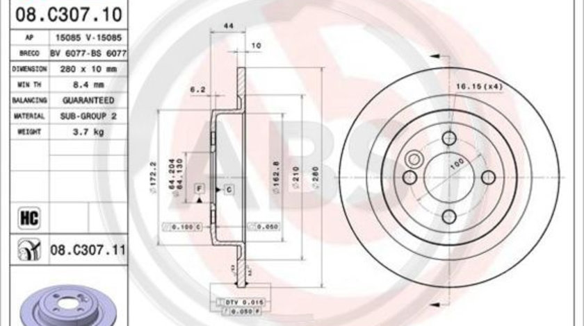 Disc frana puntea spate (08C30711 ABS) MINI