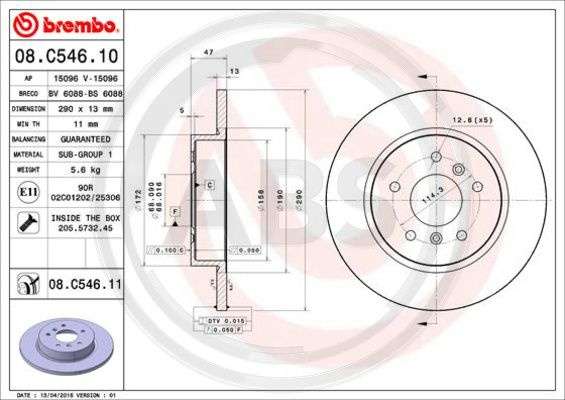 Disc frana puntea spate (08C54611 ABS) NISSAN,RENAULT