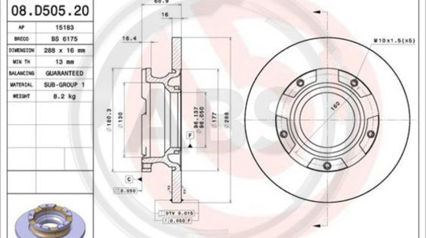 Disc frana puntea spate (08D50520 ABS) FORD