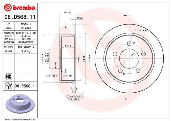 Disc frana puntea spate (08D56811 ABS) SSANGYONG