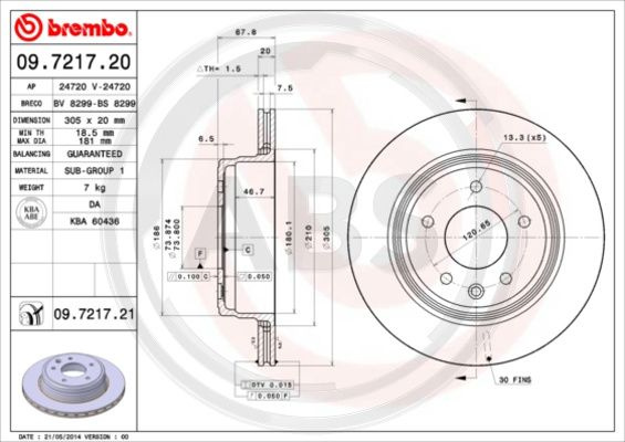 Disc frana puntea spate (09721721 ABS) DAIMLER,JAGUAR