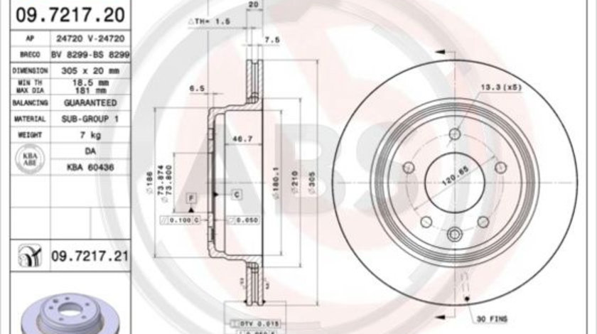 Disc frana puntea spate (09721721 ABS) DAIMLER,JAGUAR