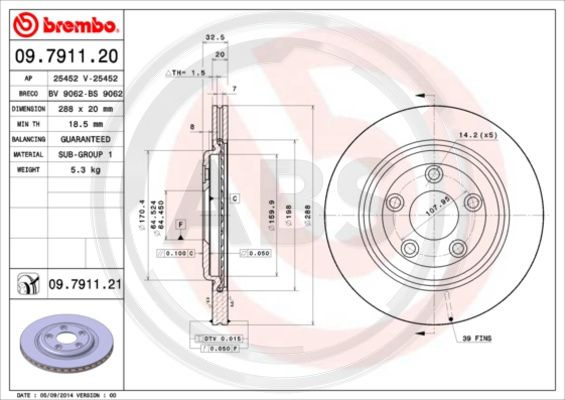 Disc frana puntea spate (09791121 ABS) DAIMLER,JAGUAR