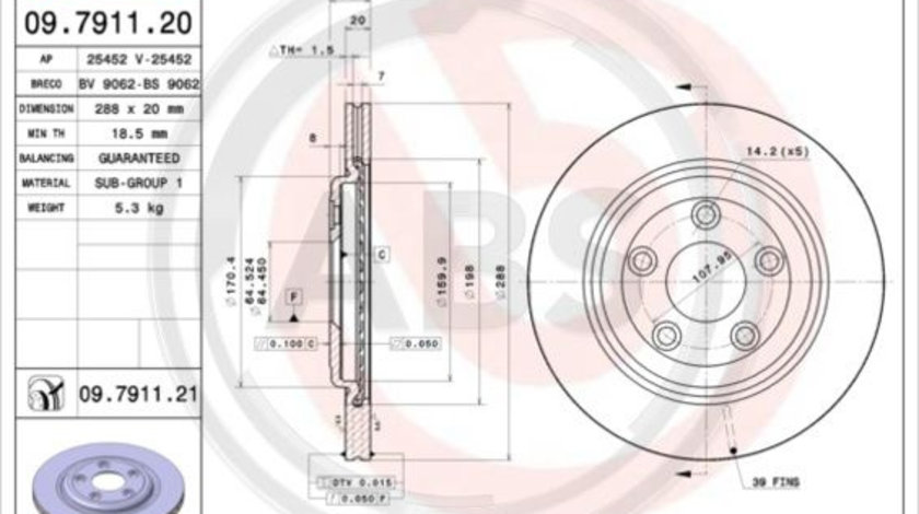 Disc frana puntea spate (09791121 ABS) DAIMLER,JAGUAR