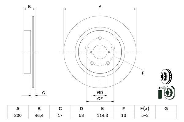 Disc frana puntea spate (0986479D64 BOSCH) SUBARU