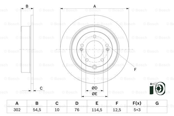 Disc frana puntea spate (0986479E45 BOSCH) HYUNDAI,HYUNDAI (BEIJING),KIA