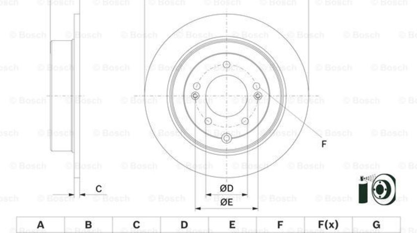 Disc frana puntea spate (0986479E45 BOSCH) HYUNDAI,HYUNDAI (BEIJING),KIA