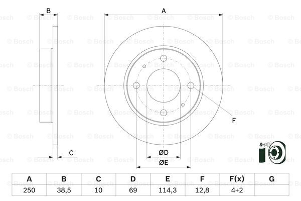 Disc frana puntea spate (0986479E70 BOSCH) MITSUBISHI,SMART