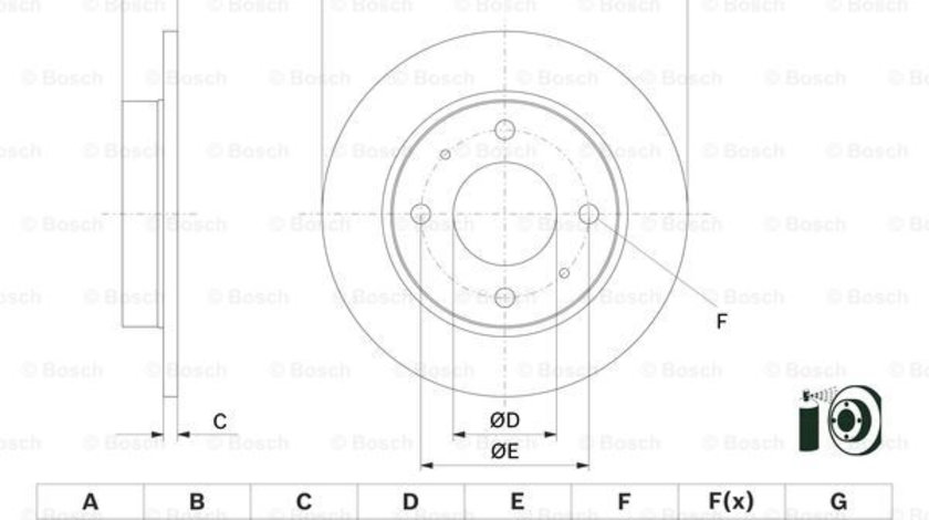 Disc frana puntea spate (0986479E70 BOSCH) MITSUBISHI,SMART