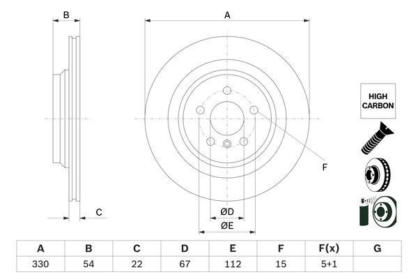 Disc frana puntea spate (0986479E97 BOSCH) MERCEDES-BENZ