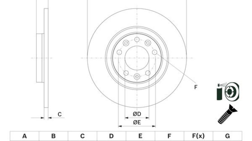 Disc frana puntea spate (0986479F52 BOSCH) Citroen,OPEL,PEUGEOT,VAUXHALL