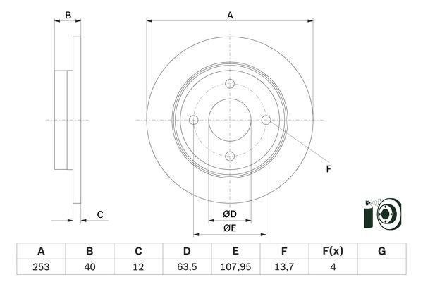 Disc frana puntea spate (0986479F63 BOSCH) FORD