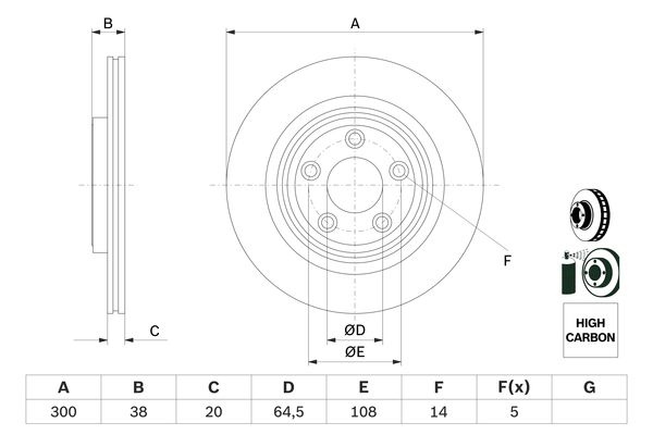 Disc frana puntea spate (0986479F67 BOSCH) JAGUAR