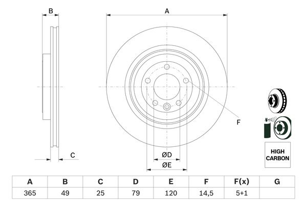 Disc frana puntea spate (0986479F68 BOSCH) LAND ROVER