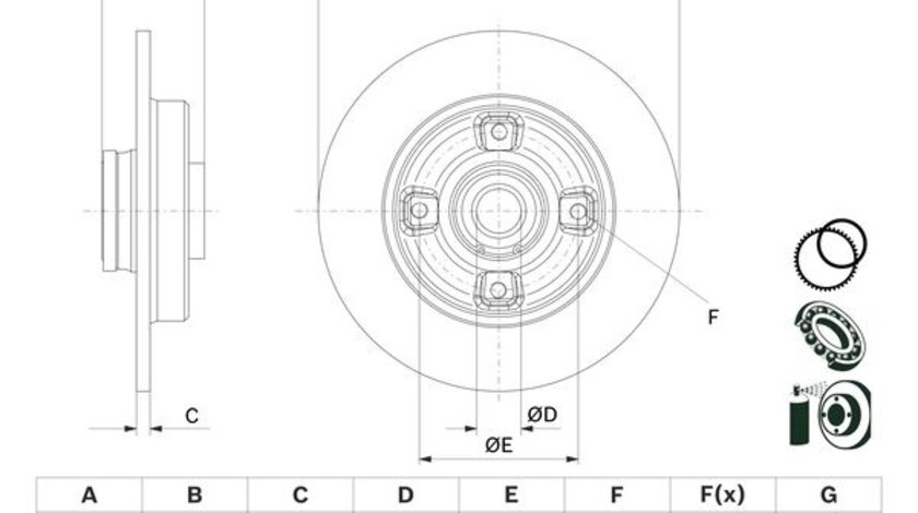Disc frana puntea spate (0986479F74 BOSCH) Citroen,DS,OPEL,PEUGEOT,VAUXHALL