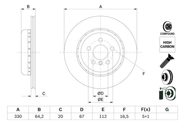 Disc frana puntea spate (0986479G14 BOSCH) BMW