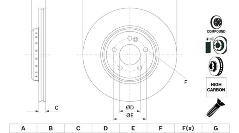 Disc frana puntea spate (0986479G39 BOSCH) MERCEDES-BENZ