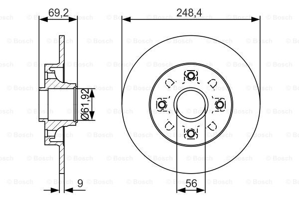 Disc frana puntea spate (0986479S43 BOSCH) Citroen,DS,PEUGEOT