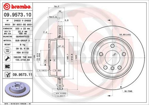 Disc frana puntea spate (09957311 ABS) BMW