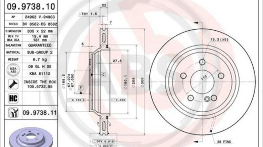 Disc frana puntea spate (09973811 ABS) MERCEDES-BENZ