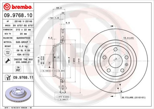 Disc frana puntea spate (09976811 ABS) AUDI