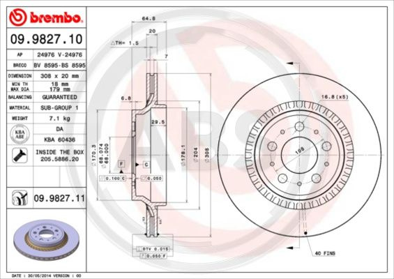Disc frana puntea spate (09982711 ABS) VOLVO