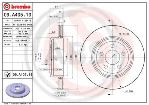 Disc frana puntea spate (09A40511 ABS) CHRYSLER,DODGE,LANCIA