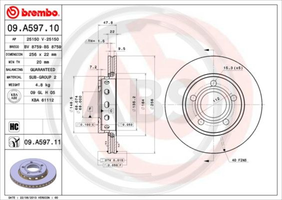 Disc frana puntea spate (09A59711 ABS) AUDI,VW