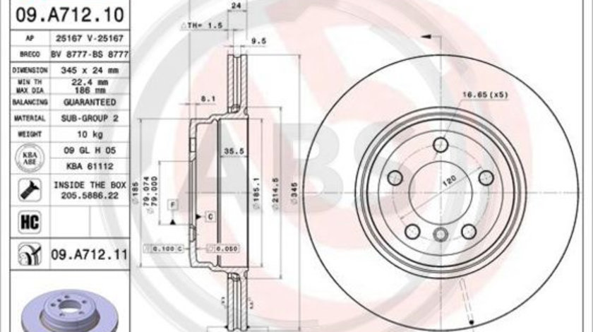 Disc frana puntea spate (09A71211 ABS) BMW