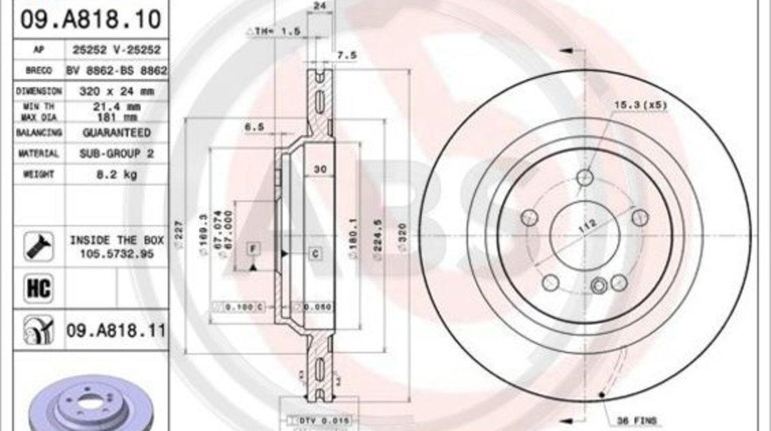 Disc frana puntea spate (09A81811 ABS) MERCEDES-BENZ