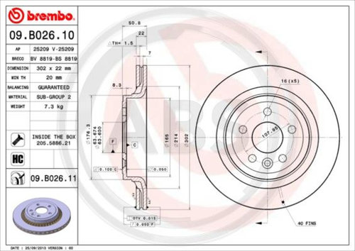 Disc frana puntea spate (09B02611 ABS) VOLVO,VOLVO ASIA
