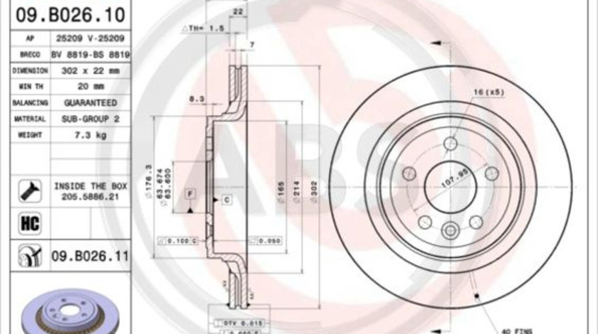 Disc frana puntea spate (09B02611 ABS) VOLVO,VOLVO ASIA