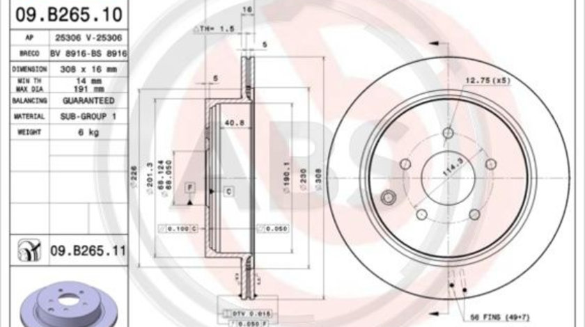 Disc frana puntea spate (09B26511 ABS) INFINITI,NISSAN,NISSAN (DFAC)