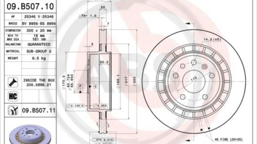 Disc frana puntea spate (09B50711 ABS) SAAB