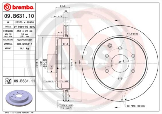 Disc frana puntea spate (09B63111 ABS) INFINITI,NISSAN