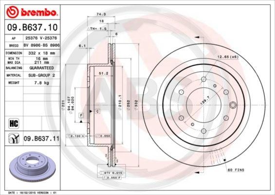 Disc frana puntea spate (09B63711 ABS) MITSUBISHI