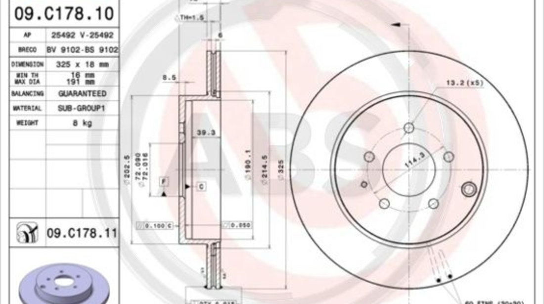 Disc frana puntea spate (09C17811 ABS) MAZDA,MAZDA (FAW)