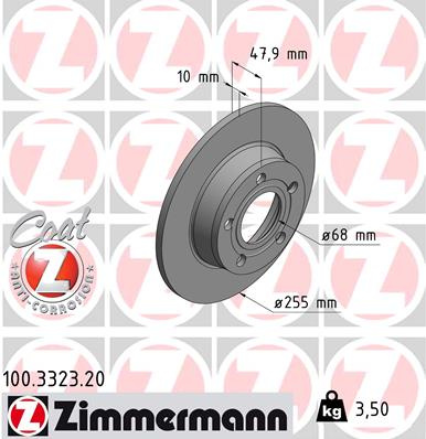 Disc frana puntea spate (100332320 ZIMMERMANN) AUDI