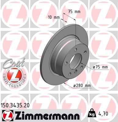Disc frana puntea spate (150343520 ZIMMERMANN) BMW