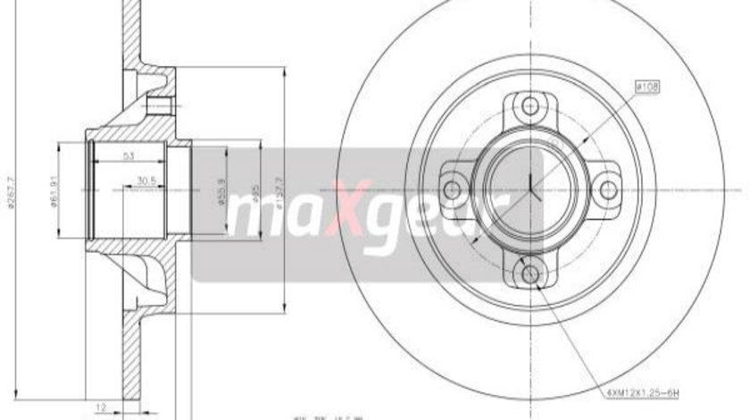 Disc frana puntea spate (191902 MAXGEAR) Citroen,DS,DS (CAPSA),PEUGEOT