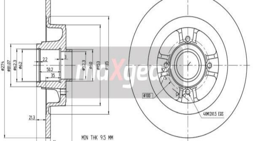 Disc frana puntea spate (191910 MAXGEAR) RENAULT