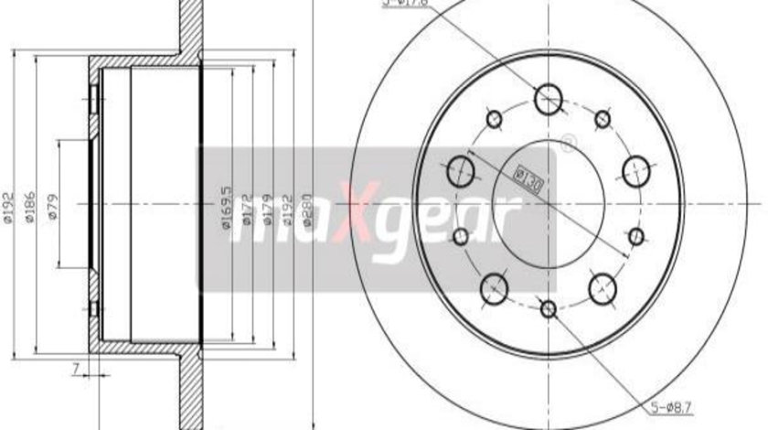 Disc frana puntea spate (191944 MAXGEAR) Citroen,FIAT,PEUGEOT