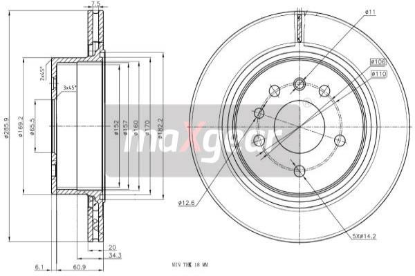 Disc frana puntea spate (192472 MAXGEAR) OPEL,VAUXHALL