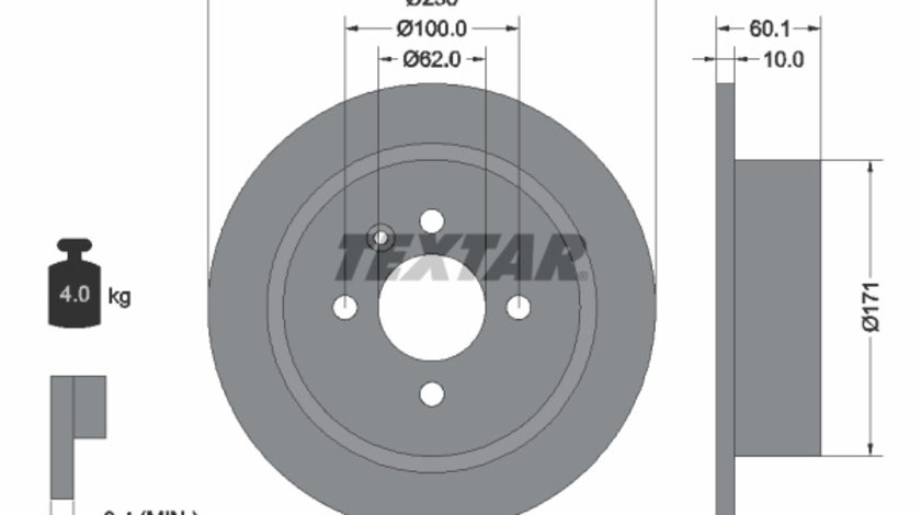 Disc frana puntea spate (92019200 TEXTAR) BMW