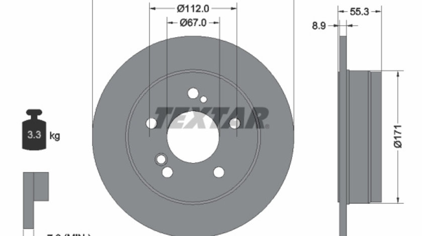 Disc frana puntea spate (92032003 TEXTAR) MERCEDES-BENZ