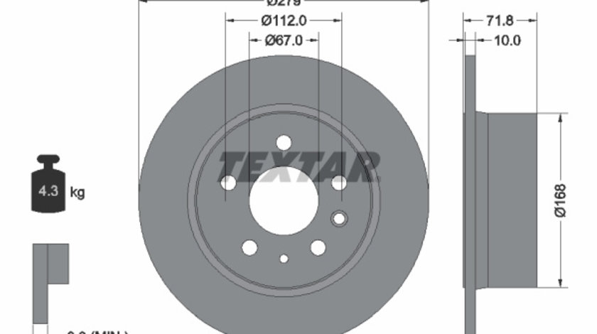 Disc frana puntea spate (92032600 TEXTAR) MERCEDES-BENZ