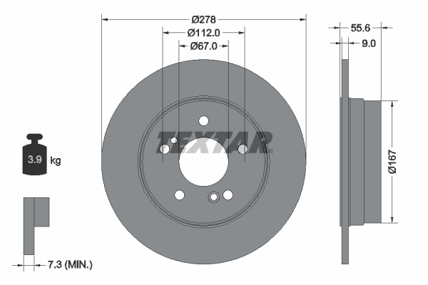 Disc frana puntea spate (92032703 TEXTAR) CHRYSLER,MERCEDES-BENZ