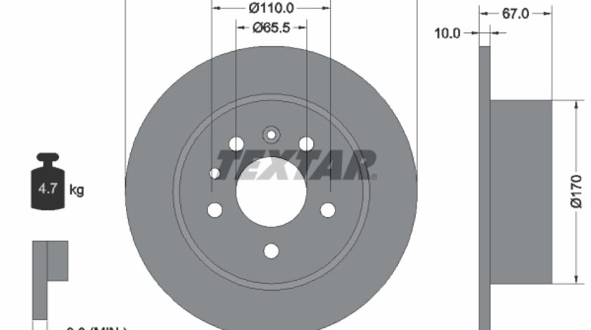 Disc frana puntea spate (92038200 TEXTAR) CHEVROLET,OPEL,VAUXHALL