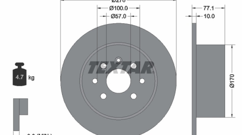 Disc frana puntea spate (92054700 TEXTAR) CHEVROLET,HOLDEN,OPEL,VAUXHALL